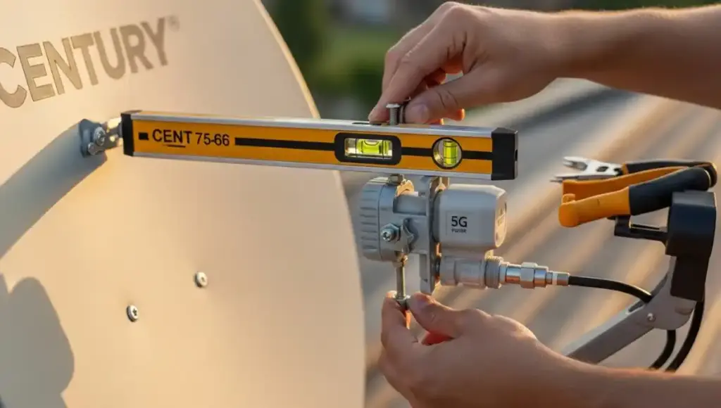 antenista fazendo apontamento da antena